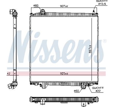Radiator motor inner side. no frame MAN TGS I. TGX I D2066LF01-D3876LF08 01.06-12.22 - Nissens-606691