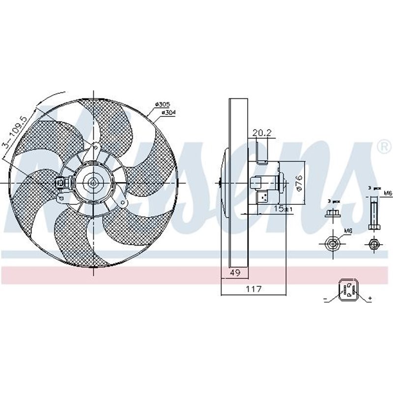 Ventilator radiator Stanga CITROEN BERLINGO. BERLINGO-MINIVAN. XSARA. XSARA-HATCHBACK. PEUGEOT PARTNER. PARTNER-MINIVAN 1.1-2.0 