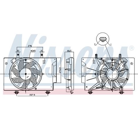 Ventilator radiator cu carcasa FORD B-MAX. ECOSPORT. FIESTA VI 1.0 08.12- - Nissens-85810