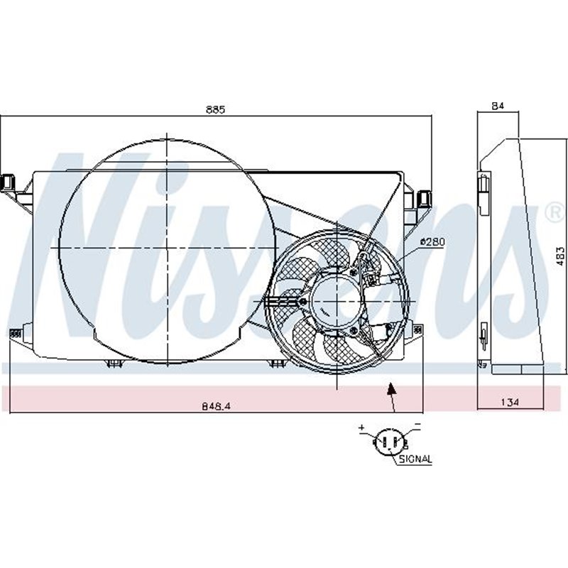 Ventilator radiator cu carcasa FORD TRANSIT 2.2D-2.4D 04.06-12.14 - Nissens-85825