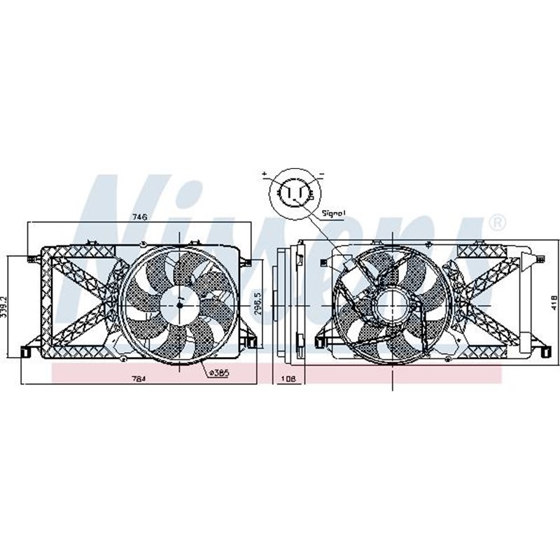 Ventilator radiator cu carcasa FORD TRANSIT. TRANSIT TOURNEO 2.2D-2.3LPG 04.06-12.14 - Nissens-85827