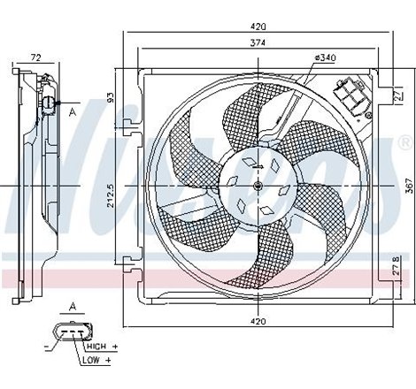 Ventilator radiator cu carcasa SEAT MII. SKODA CITIGO. VW LOAD UP. UP! 1.0-1.0CNG-Electric 08.11- - Nissens-85869