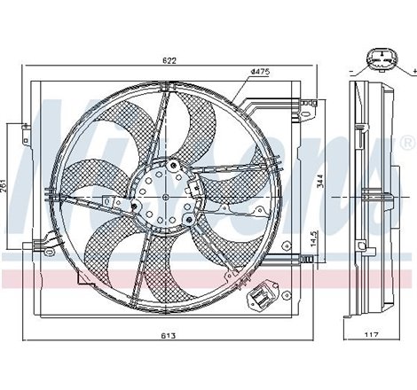 Ventilator radiator cu carcasa NISSAN QASHQAI II. RENAULT KADJAR 1.2-1.6D 11.13- - Nissens-85946