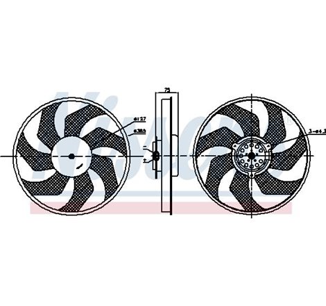 Ventilator radiator NISSAN PRIMASTAR. OPEL VIVARO A. RENAULT TRAFIC II 1.9D-2.5D 02.01- - Nissens-85956