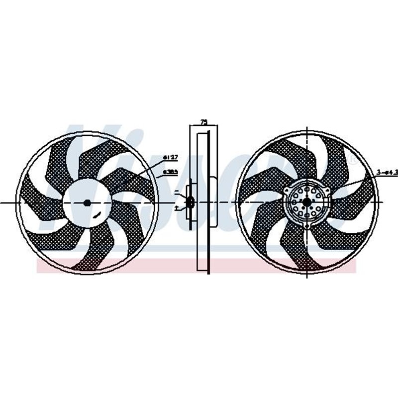 Ventilator radiator NISSAN PRIMASTAR. OPEL VIVARO A. RENAULT TRAFIC II 1.9D-2.5D 02.01- - Nissens-85956