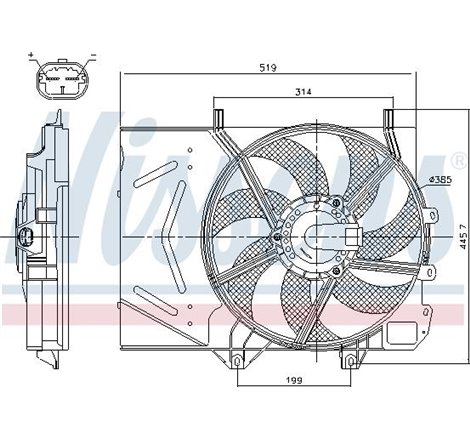 Ventilator radiator cu carcasa DS DS 3. CITROEN C2. C2 ENTERPRISE. C3-C3 ORIGIN III. C3 AIRCROSS II. C3 I. C3 II. C3 PICASSO. C4