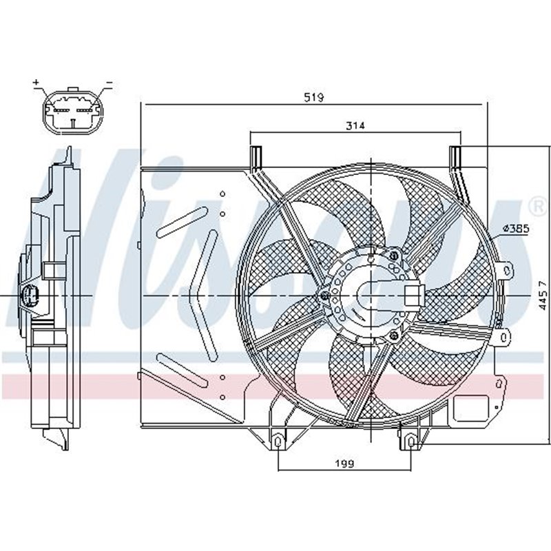 Ventilator radiator cu carcasa DS DS 3. CITROEN C2. C2 ENTERPRISE. C3-C3 ORIGIN III. C3 AIRCROSS II. C3 I. C3 II. C3 PICASSO. C4
