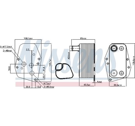 Oil cooler BMW 1 E87. 3 E46. 3 E90. 3 E91. 5 E39. 5 E60. 5 E61. X3 E83 2.0D 04.98-06.12 - Nissens-90904
