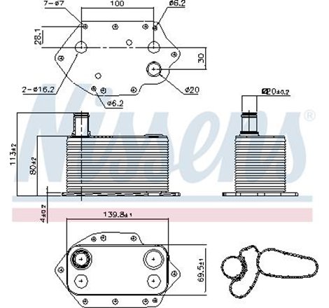 Oil cooler with seal BMW 3 E46. 3 E90. 3 E91. 3 E92. 3 E93. 5 E60. 5 E61. 6 E63. 6 E64. 7 E65. E66. E67. X3 E83. X5 E53. X5 E70.