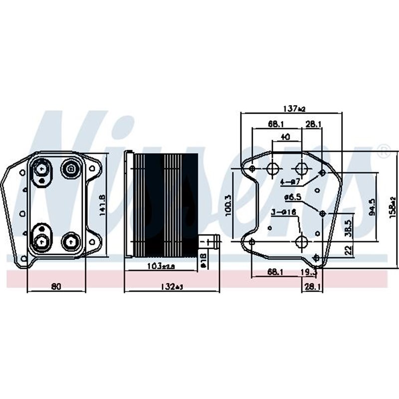 Oil cooler MERCEDES E T-MODEL S210. E W210. M W163 2.7D-3.2D 07.99-06.05 - Nissens-90974