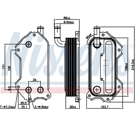 Oil radiator LEXUS IS II. TOYOTA AURIS. AVENSIS. COROLLA. COROLLA VERSO. RAV 4 III. RAV 4 IV. VERSO 2.0D-2.2D 07.05-09.19 - Niss