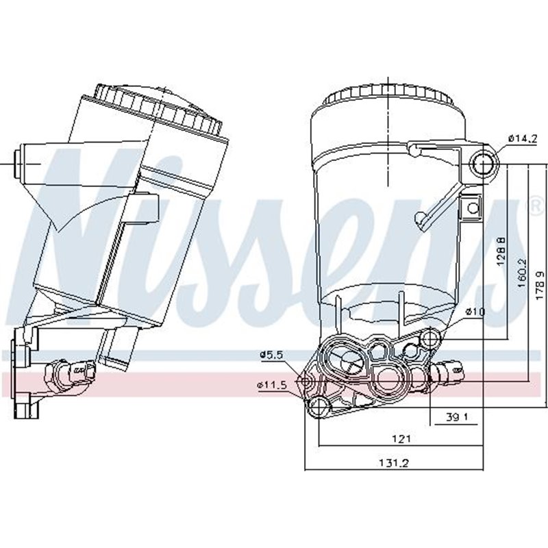 Oil radiator with housing OPEL MOVANO A. RENAULT ESPACE III. MASTER II. TRAFIC II 2.2D-2.5D 12.97- - Nissens-91338
