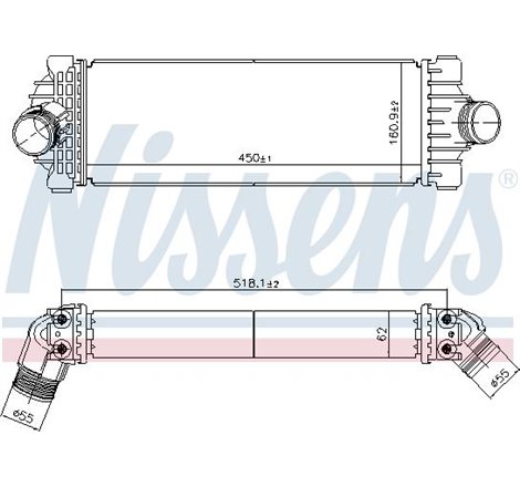 Supply air cooler FORD TOURNEO CUSTOM V362. TRANSIT CUSTOM V362. TRANSIT V363 2.0D-2.0DH 12.15- - Nissens-961230
