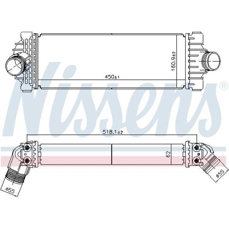 Supply air cooler FORD TOURNEO CUSTOM V362. TRANSIT CUSTOM V362. TRANSIT V363 2.0D-2.0DH 12.15- - Nissens-961230