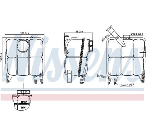 Vas expansiune with plug VOLVO C30. C70 II. S40 II. V50. FORD C-MAX. FOCUS C-MAX. FOCUS II. KUGA I 10.03-06.13 - Nissens-996138