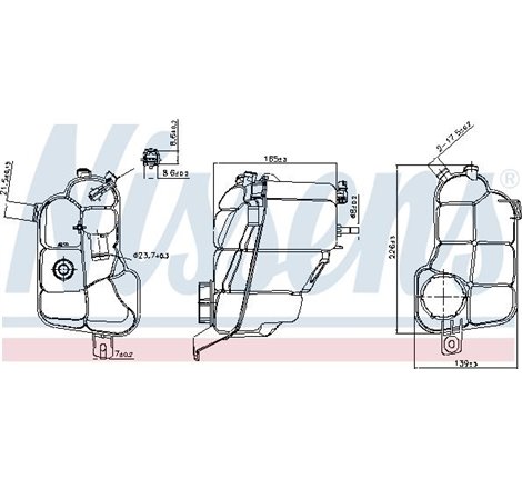 Vas expansiune with plug. with level sensor VOLVO S60 II. S80 II. V60 I. V70 III. V70 III-KOMBI. XC60 I. XC70 II. LAND ROVER FRE