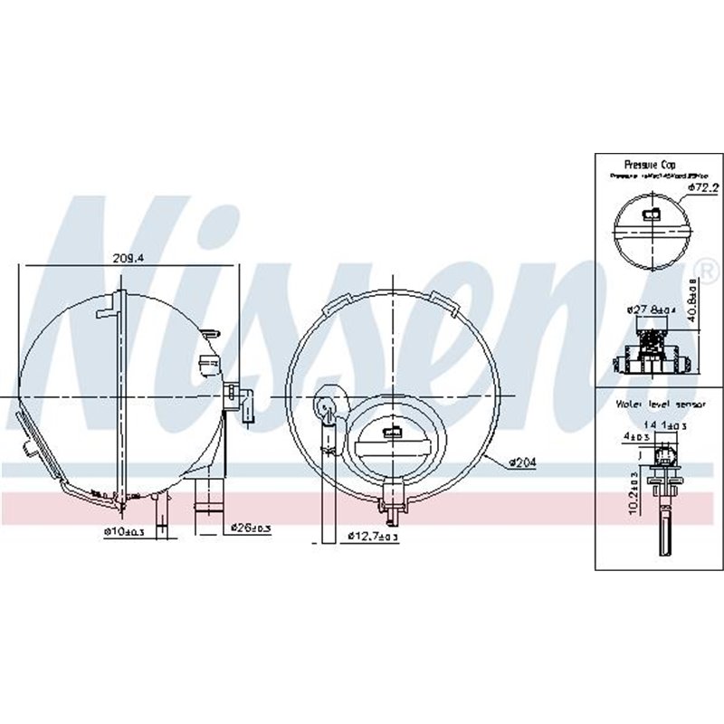 Vas expansiune with plug. with level sensor MERCEDES VIANO W639. VITO-MIXTO W639. VITO W639 09.03- - Nissens-996186