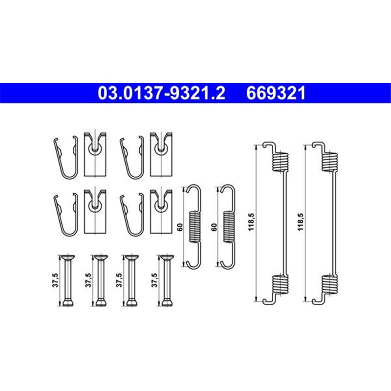 Set saboti frana ABARTH 500E. FIAT 500E. LADA VESTA. TOYOTA YARIS 1.0-Electric 11.15- - ATE-03.0137-9321.2