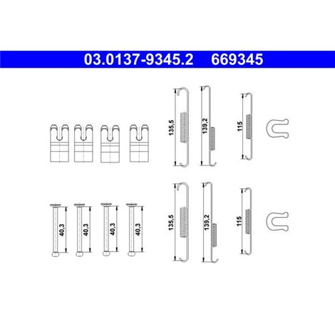 Set saboti frana TOYOTA FORTUNER. HILUX. HILUX VII. HILUX VIII 2.4D-3.0D 06.04- - ATE-03.0137-9345.2