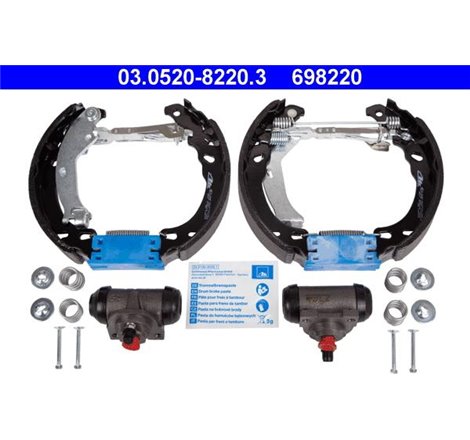 Set tambur frana sabot. cilindru. arcuri FIAT 500. 500 C. PANDA. PANDA-HATCHBACK. FORD KA 0.9-1.4CNG 09.03- - ATE-03.0520-8220.3