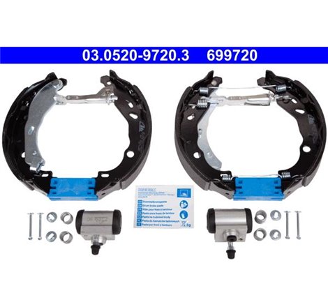 Set tambur frana sabot. cilindru. arcuri CITROEN C3 III. C4 CACTUS. C-ELYSEE. PEUGEOT 208 I. 208 II. 208-HATCHBACK. 301 1.0-1.6L