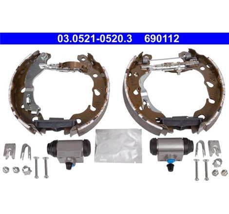 Set tambur frana sabot. cilindru. arcuri FIAT 500. 500 C. PANDA. PANDA-HATCHBACK. FORD KA 0.9-1.3D 09.03- - ATE-03.0521-0520.3