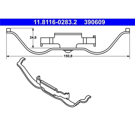 Kit montare placute frana fata STAND ROVER RANGE ROVER III 3.0D-4.4 03.02-08.12 - ATE-11.8116-0283.2