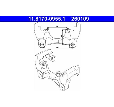 Suport etrier Dreapta VW CALIFORNIA T5 CAMPER. MULTIVAN T5. TRANSPORTER T5 1.9D-3.2 04.03-08.15 - ATE-11.8170-0955.1