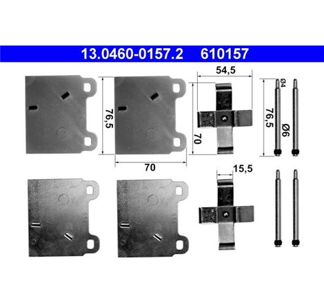 Kit montare placute frana Fata VW TRANSPORTER T2. TRANSPORTER T3 1.6-2.0 08.68-07.92 - ATE-13.0460-0157.2