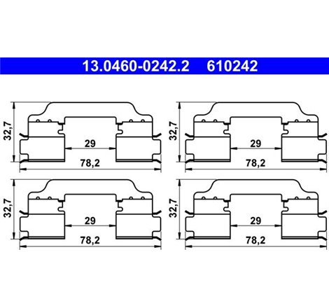 Kit montare placute frana fata DRENAULT KANGOO BE BOP. KANGOO EXPRESS. KANGOO II 1.2-1.6LPG 02.08- - ATE-13.0460-0242.2