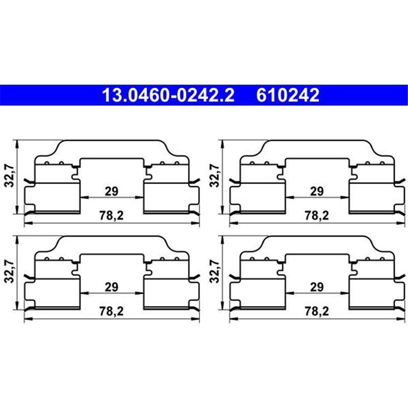 Kit montare placute frana fata DRENAULT KANGOO BE BOP. KANGOO EXPRESS. KANGOO II 1.2-1.6LPG 02.08- - ATE-13.0460-0242.2
