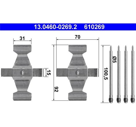 Kit montare placute frana Fata MERCEDES C T-MODEL S203. C W203. M W163. S C215. S W220. SL R129 2.7D-7.3 07.92-08.07 - ATE-13.04