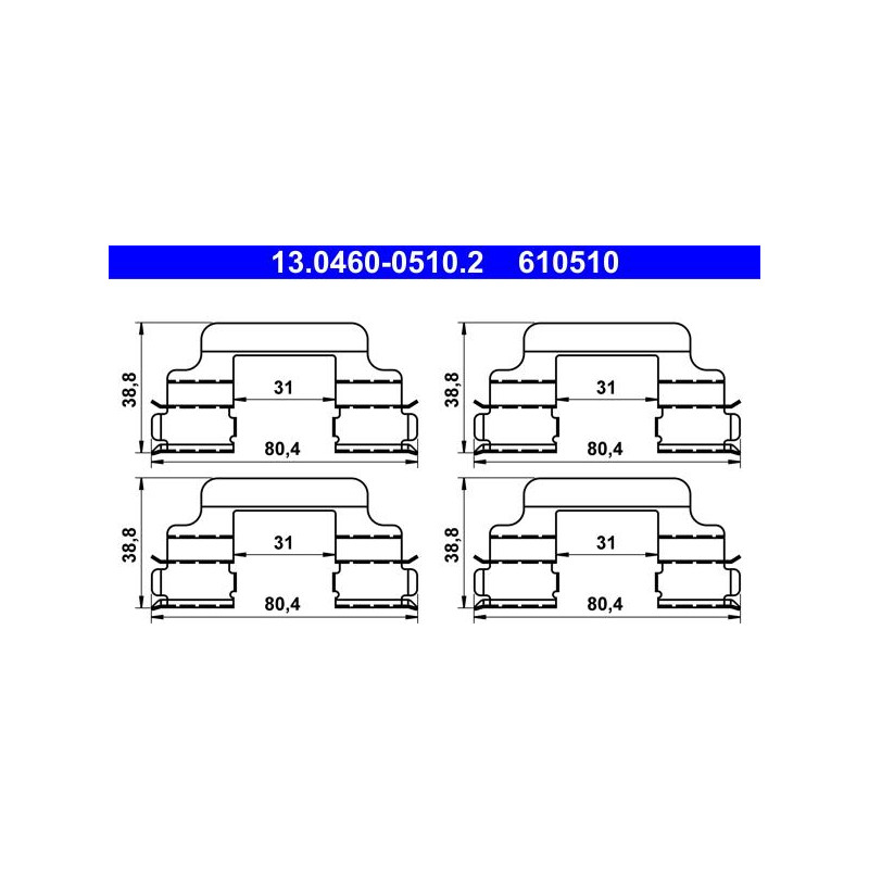 Kit montare placute frana Fata PEUGEOT 407. SEAT CORDOBA. IBIZA III. SKODA FABIA I. FABIA I PRAKTIK. FABIA II. FABIA II PRAKTIK.