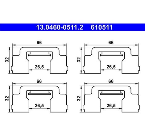 Kit montare placute frana Spate CITROEN C6 2.2D-3.0D 09.05-12.12 - ATE-13.0460-0511.2