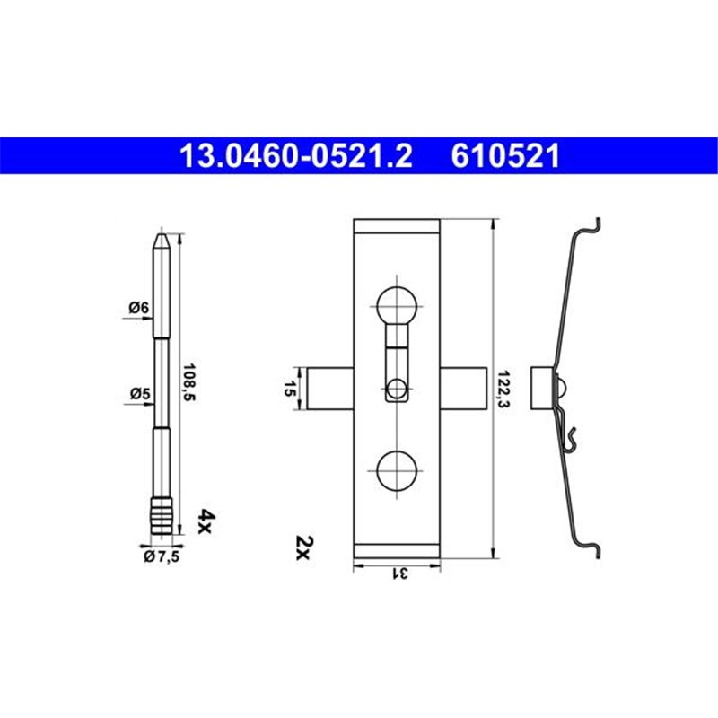 Set accesorii, placute frana - ATE-13.0460-0521.2