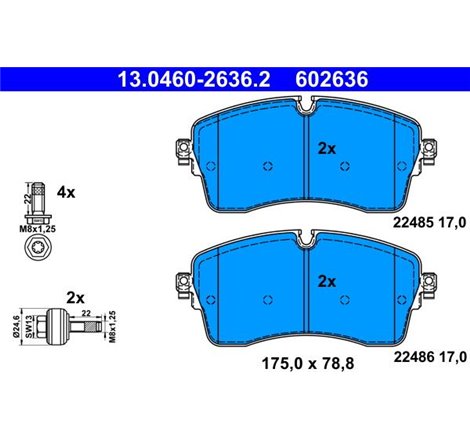 Set placute frana Fata cu suruburi de ghidare a etrierului de frana. JAGUAR E-PACE. LAND ROVER DEFENDER. DISCOVERY SPORT. DISCOV