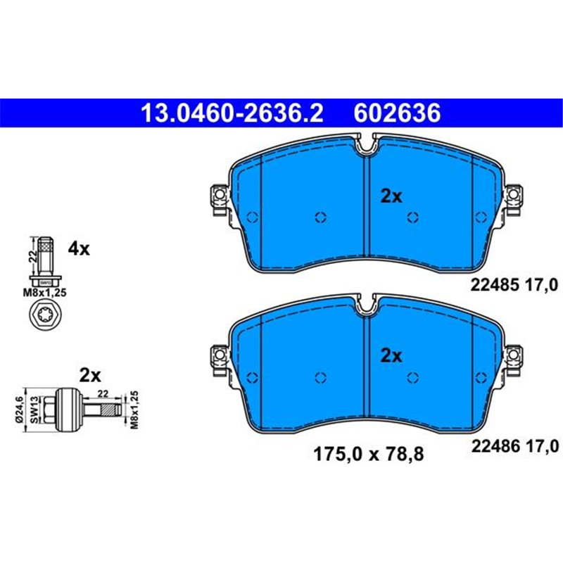 Set placute frana Fata cu suruburi de ghidare a etrierului de frana. JAGUAR E-PACE. LAND ROVER DEFENDER. DISCOVERY SPORT. DISCOV