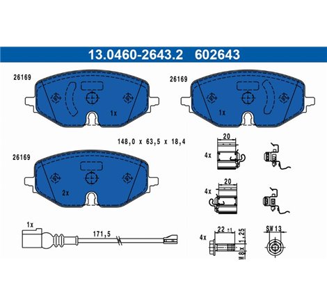 Set placute frana Fata cu suruburi de ghidare a etrierului de frana. AUDI A3. CUPRA LEON. LEON SPORTSTOURER. SKODA OCTAVIA IV. V