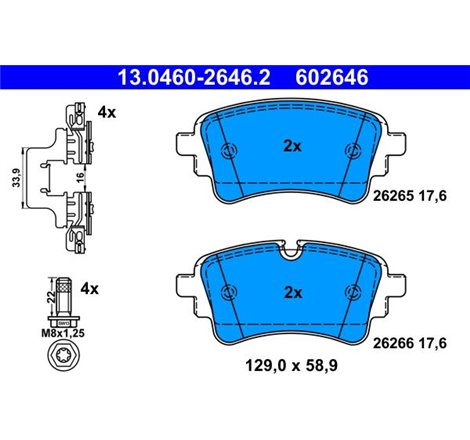 Set placute frana Spate  cu suruburi de ghidare a etrierului de frana. AUDI A4 ALLROAD B9. A4 B9. A5. A6 ALLROAD C8. A6 C8. A7. 