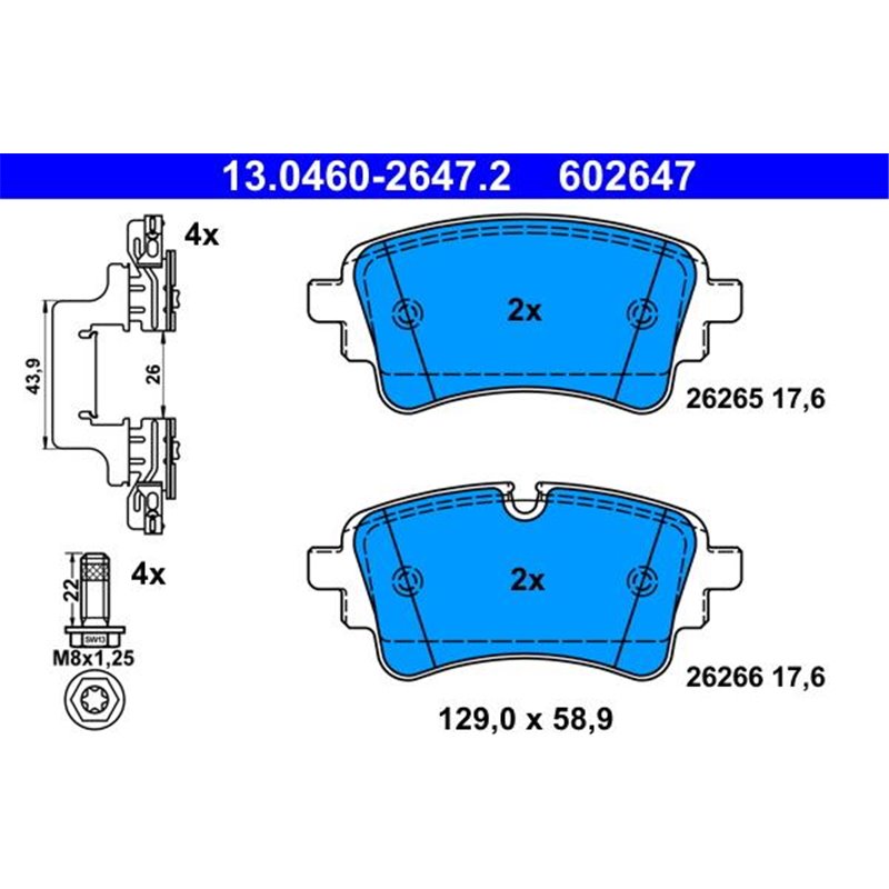 Set placute frana Spate  cu suruburi de ghidare a etrierului de frana. AUDI A4 ALLROAD B9. A4 B9. A5. A6 ALLROAD C8. A6 C8. A7. 
