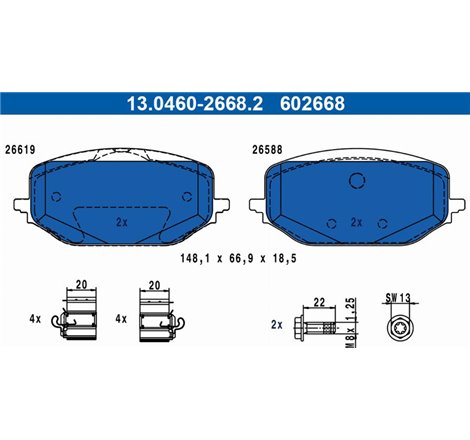 Set placute frana,frana disc - ATE-13.0460-2668.2