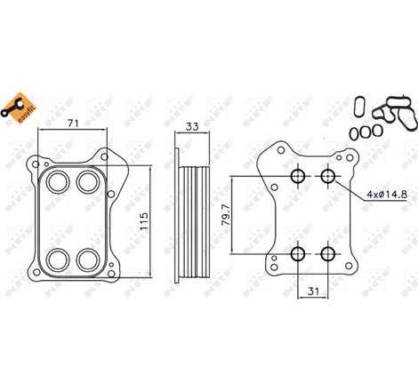 Oil cooler with seal ALFA ROMEO MITO. CHEVROLET AVEO. FIAT DOBLO. DOBLO CARGO. DOBLO-MINIVAN. GRANDE PUNTO. IDEA. LINEA. PUNTO E