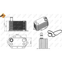 Oil cooler with seal BMW 3 E46. 3 E90. 3 E91. 3 E92. 3 E93. 5 E60. 5 E61. 6 E63. 6 E64. 7 E65. E66. E67. X3 E83. X5 E53. X5 E70.