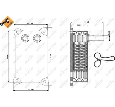 Oil cooler with seal FORD TRANSIT. LAND ROVER DEFENDER 2.2D-2.4D 01.00-02.16 - NRF-31294