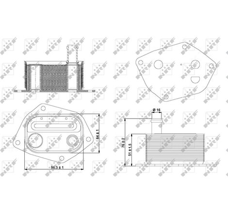 Oil cooler HYUNDAI ACCENT III. GETZ. I30. MATRIX. KIA CARENS III. CEED. CERATO I. PRO CEED. RIO II. SOUL I 1.5D-1.6D 07.04-12.14
