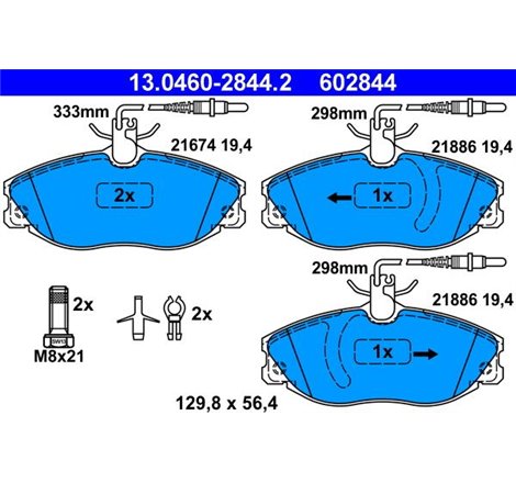 Set placute frana Fata PEUGEOT 406. 607 2.0-2.2D 02.99-02.06 - ATE-13.0460-2844.2