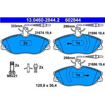 Set placute frana Fata PEUGEOT 406. 607 2.0-2.2D 02.99-02.06 - ATE-13.0460-2844.2