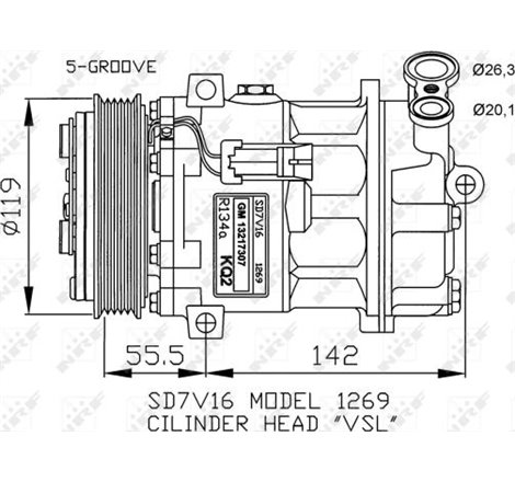Compresor AC OPEL SIGNUM. VECTRA C. VECTRA C GTS 1.6-1.8 08.05-12.08 - NRF-32818