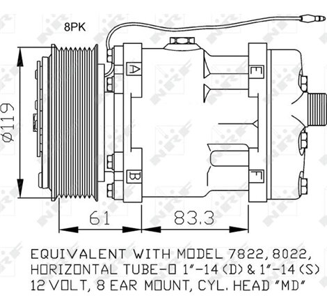 Compresor AC DAF 95 XF. SCANIA 4. G I 10.6D-9.0D 05.95-05.19 - NRF-32874