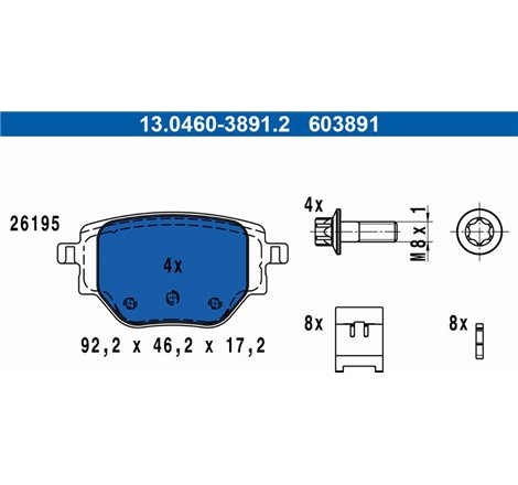 Set placute frana Spate CITROEN C4 III. C4 X. OPEL CORSA F. CORSA F-HATCHBACK. PEUGEOT 2008 II. 208 II 1.2-Electric 06.19- - ATE